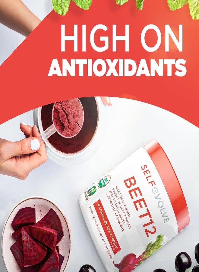 selfevolve Beet Root Powder Organic 5000mg with Vitamin B12 (Methylcobalamin) and Trace Minerals in Natural Black Cherry Flavor, 0g Added Sugar – Vegan Dietary Supplement (30 Servings) - Image 5